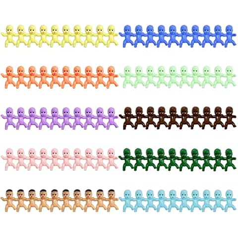 Pack of 100 1" Mini Plastic Baby Dolls, Small Plastic Baby Decorations, Mini Pendants, Baby Shower Party Decorations for Baby Showers, Party Games, DIY Crafting (10 Colors) Cover