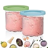Ice Cream Machines Containers Lids BPA-Free & Dishwasher Safe, Containers Replacement Pints and Lids Compatible with NC299AMZ & NC300s Series Creami Ice Cream Makers(Blue/Green)