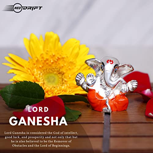 Image of Neodrift Ganesh Idol for Car Dashboard (Real 24kt & 999 Silver Plated, Dual-Tone Gold & Silver) (Model ND04) - Enhance Your Drive