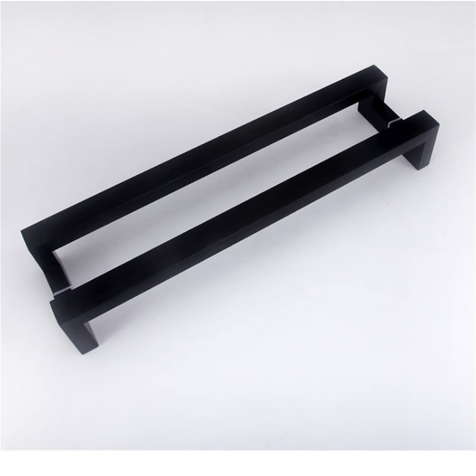 Mango de tubo cuadrado de doble curva, negro mate esmerilado, material grueso de acero inoxidable, KTV, mango de baño