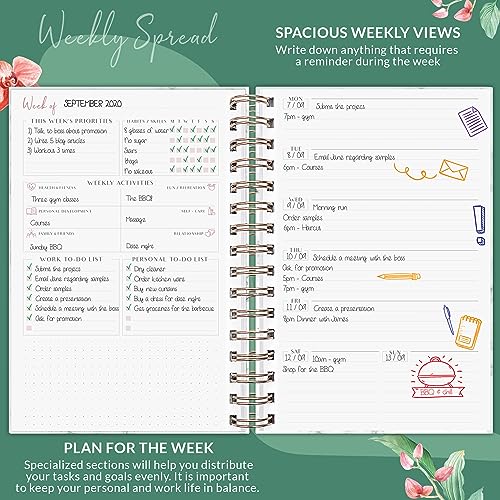 PLANBERRY Weekly Planner Premium – Undated Life Organizer & Budget Planner – Time Management, Goal Setting, To-Do List, Work-Life Balance & Habit Tracker – 6.9″ x 8.5″ (Natural Green)
