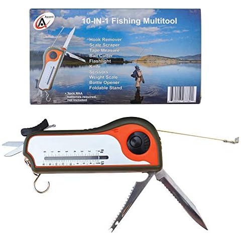 Fisherman Gift Tool Fishing Multitool - Hook Remover, Scale Scraper, Tape Measure, Bait Cutter, Flashlight, Knife, Scissors, Weight Scale, Bottle Opener, Gift Idea for Men Women Kids Cover