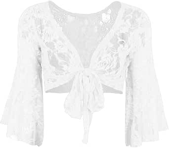 Boléro Court Crocheté Pour Femme - Style Dentelle Léger, Manches Courtes, Multicolore Floral