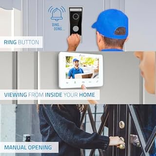 NIVIAN Videocitofono 2 Fili Analogico con Monitor 7" HQ Schermo Interno con Audio Bidirezionale | Piastra Esterna IP65 Antivandalica con Visione Notturna, Apriporte Elettrico. Smart Security