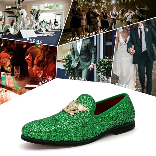 CMM Men's Glitter Loafers Shiny Slip On Dress Shoes Luxury Sparkling Studded Loafers4