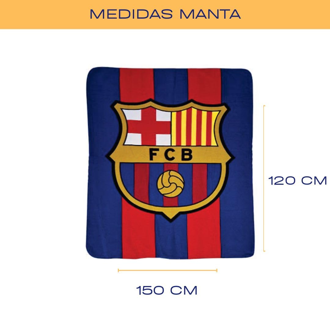 Manta Polar Blaugrana” con el Escudo del Fútbol Club Barcelona – 120 x 150 cm | Tejido Suave y Cálido en Poliéster | Manta para Fans del Barça | Ideal para Sofá, Cama o Viaje