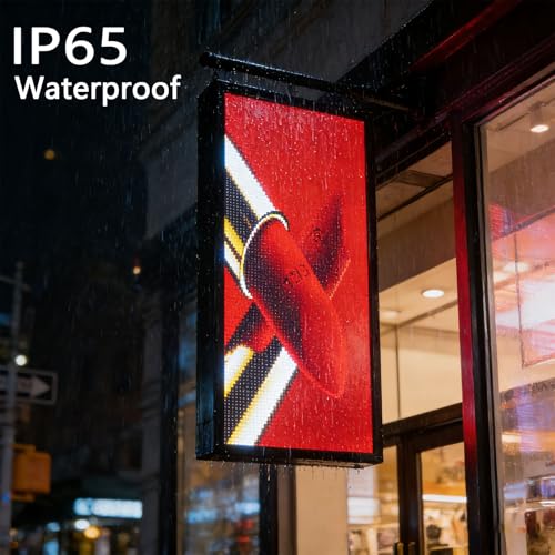 Image of Led Signs Scrolling Programmable, Digital Display Screen Outdoor Waterproof, Customed Electronic Message Board ,for Advertising Public Business Store Restaurant Window P6 40''x17'' ,High Brightness Full Color
