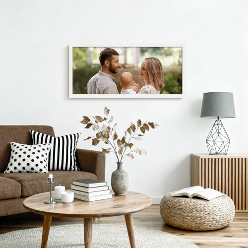 Image of DUENPY 14x32 Picture Frame 4x6 Collage Picture Frame Displays Fifteen 4x6 inch Photos Collage Wall Decor Wall Hanging White