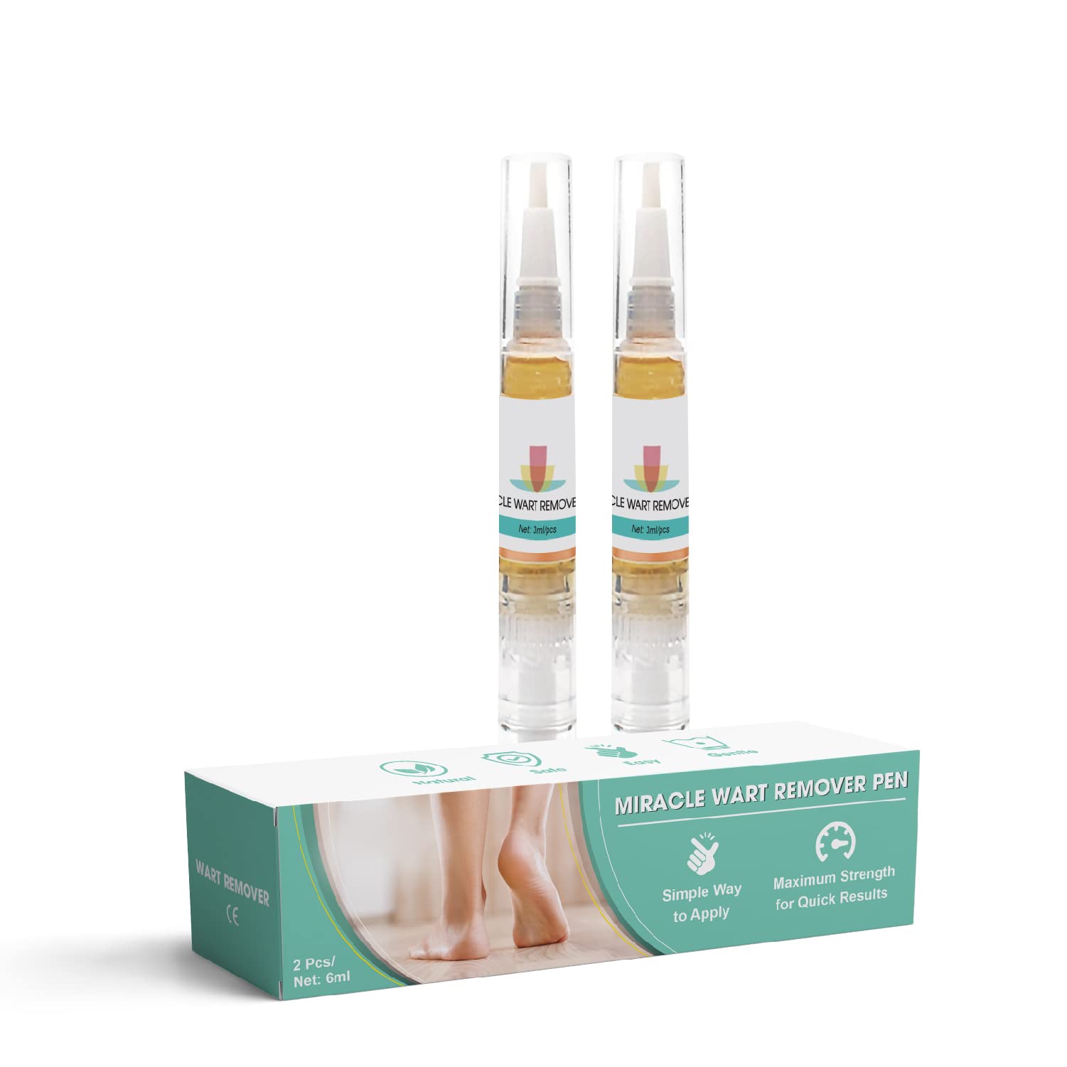 Wart Remover Quick & Safe, Suitable for All Skin Types - 2-in-1 Wart & Verruca Treatment, Foot & Hand Wart Strong Remover - Natural & Safe Remover - 2 Pen per Box