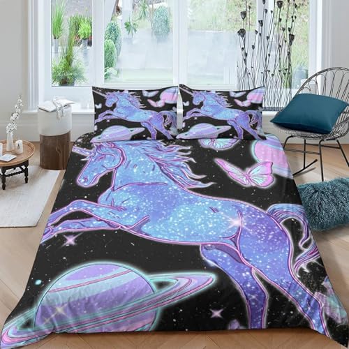 Housse de couette licorne hypoallergénique microfibre respirante - 4