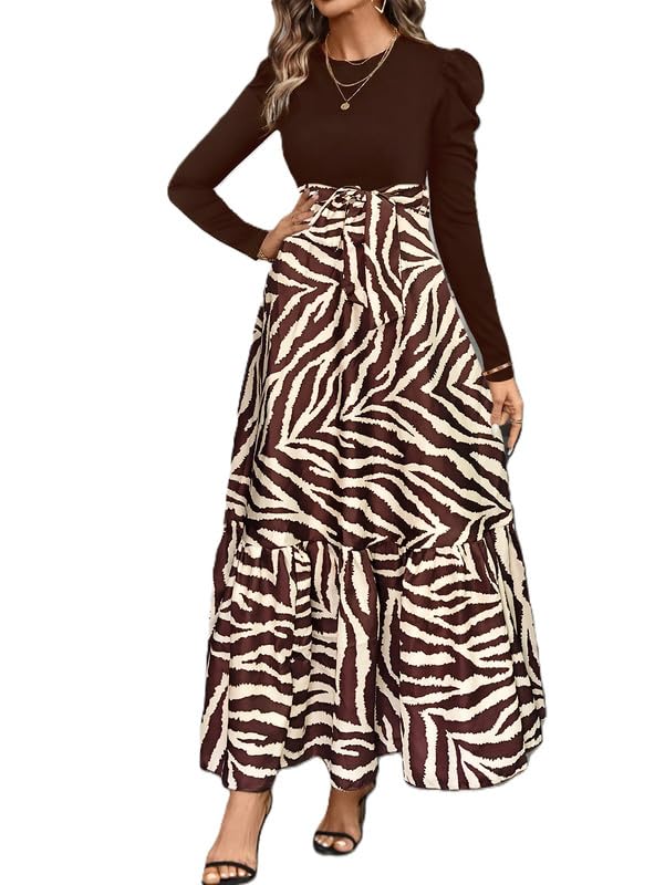 r r studio Women Print Maxi Skirt High Waist Tiered Flowy Long Length Elegant Casual Party A Line Skirt-picture-17