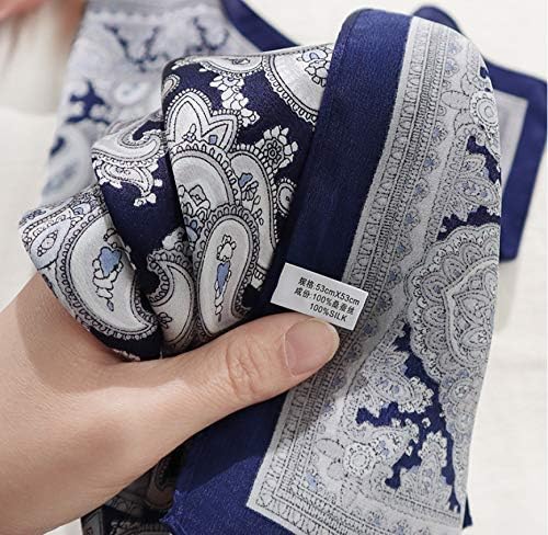 JERLA Women's Men's Small Square satin 100% Real Mulberry Silk Scarfs paisley Hair head face scarf 21" x 21" - Image 4