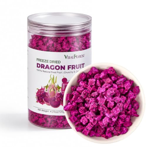 Freeze Dried Dragon Fruit – 4.23Oz (120G) 100% Red Dragon Fruit (Pitaya) Crispy Pieces, Crunchy Dehydrated Dragonfruit For Smoothies, Baking, Drinks & Snacking – No Sugar Added