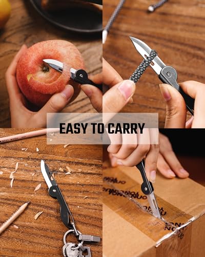 Image of KeyUnity KK05M Titanium Mini Pocket Knife, 1.73-Inch Blade, Black | Lightweight EDC gear for everyday carry, camping, hiking, fishing and other outdoor activities