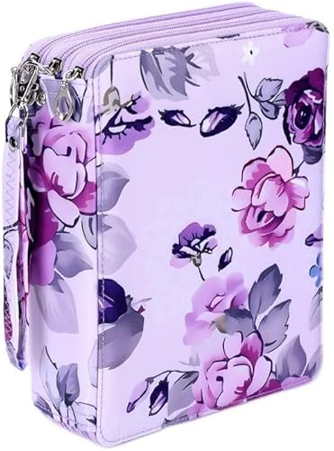 CONTAIL Estuche organizador de 120 ranuras de colores con cierre de cremallera, organizador de tela Oxford de sarga con correa de asa