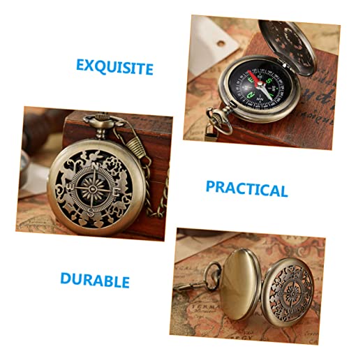 Brújula de bolsillo vintage portátil para senderismo miniatura 3