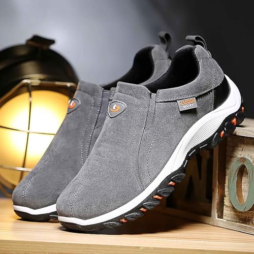 Classic Outdoor Breathable Lightweight Walking Shoes, Outdoor Waterproof Wear-Resistant Sawbehind Leather Shoes Men, Spacious Toe Area, Arch Support3