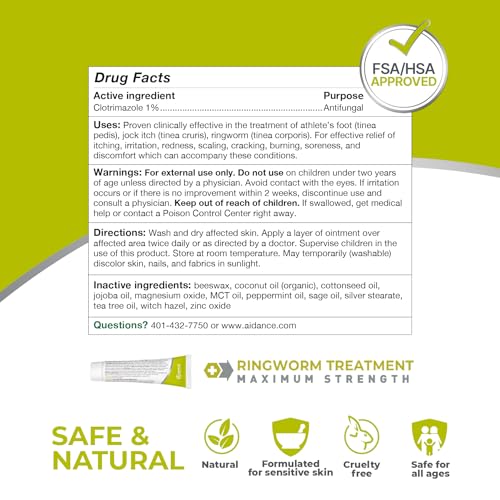 terrasil Ringworm Treatment for Humans – Antifungal Ringworm Cream for Adults & Kids, Clinically Proven 1% Clotrimazole Cream, Treats Most Ringworm Infections, Soothing Relief of Itchy Skin (0.5oz)