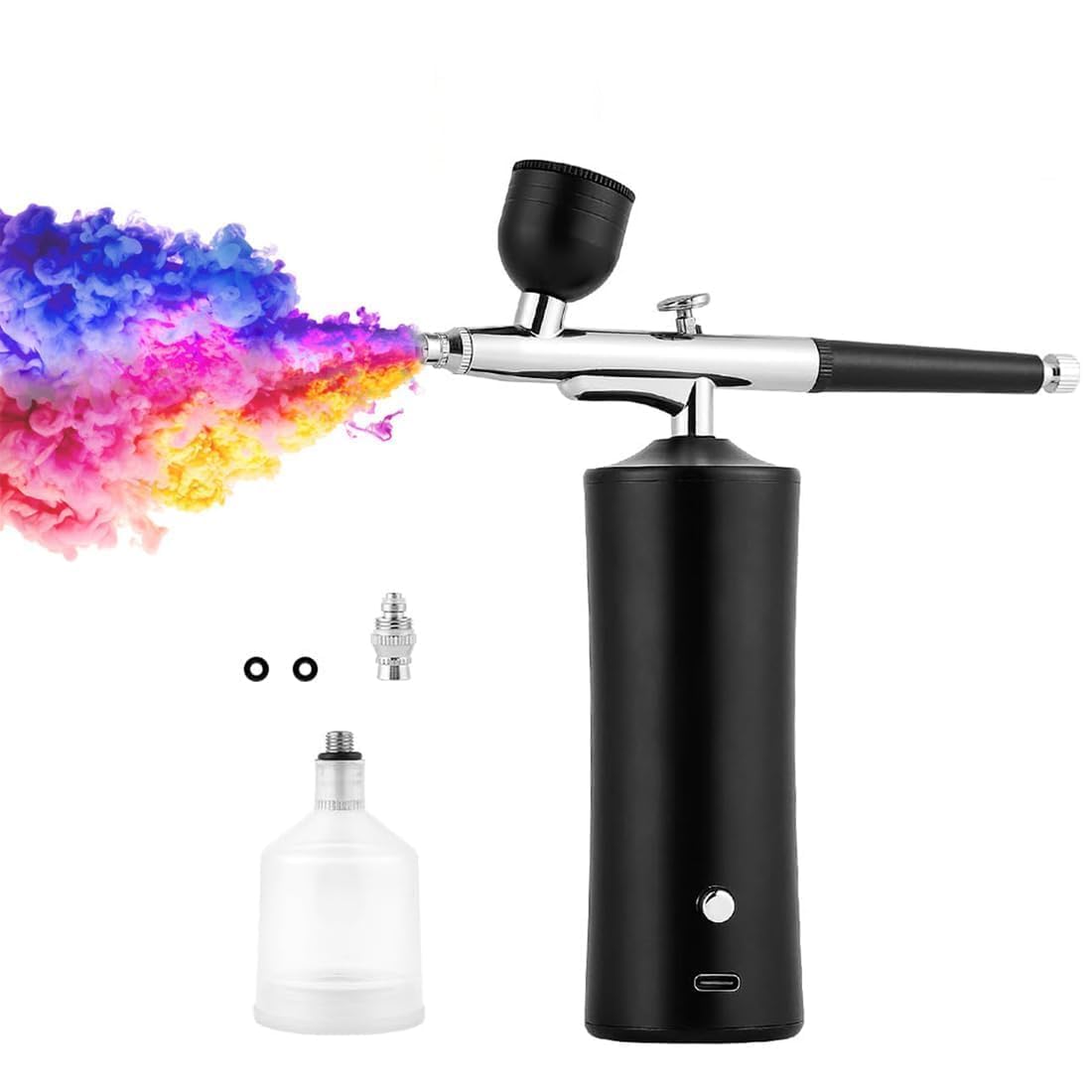 Rechargeable Cordless Airbrush Compressor Set - Auto Handheld Airbrush Gun, Portable Wireless Air Brush for Barber, Nail Art, Cake Decor, Makeup, Model Painting- Assorted Color
