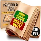 Quarter Sheet Pans 8x12 Inch Pack of 120 Parchment Paper Baking Sheets by Baker’s Signature | Precut Silicone Coated & Unbleached – Will Not Curl or Burn – Non-Toxic & Comes in Convenient Packaging