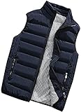 Abrigos Hombre Invierno,Hombre Sin Mangas De Plumas Chaquetas Invierno Calor Chalecos Acolchado Cazadoras (Azul Oscuro, L)