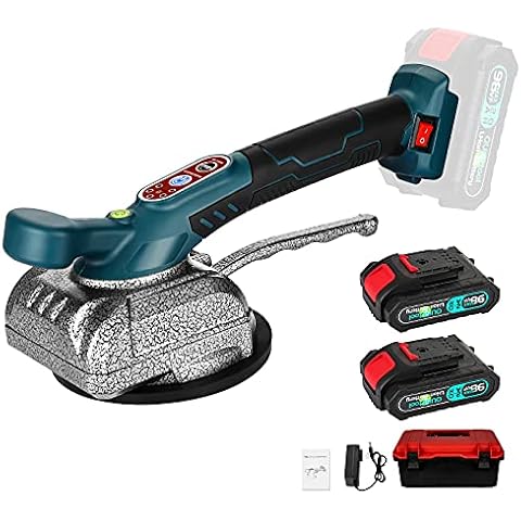 ANBULL Tile Vibrator Leveling Machine, 5 Speed Adjustable Tile Suction Cup Vibrating Tool w/125mm Suction Cup&110lbs Adsorption, Cordless Tile Vibration Machine Installation Tool Include 2x21V Battery Cover