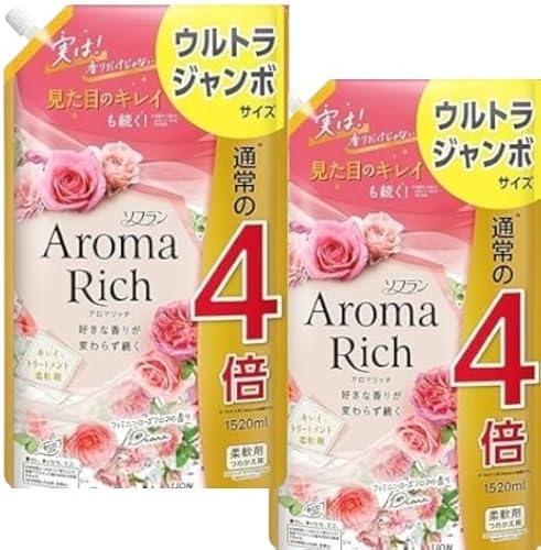 ソフラン アロマリッチ 柔軟剤 ダイアナ, 詰め替え用 ウルトラジャンボ, 1520mL×2個セット