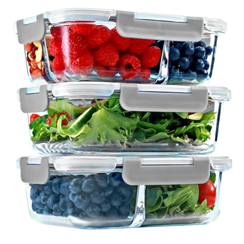 FIT Strong & Healthy Meal Prep Containers Glass, 1 &