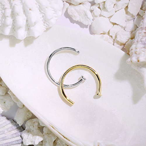Forbidden Body Jewelry 14K Gold Nose Ring, Solid 8mm Hoop, Non-Irritating Skin Safe Real Gold, Women and Men4