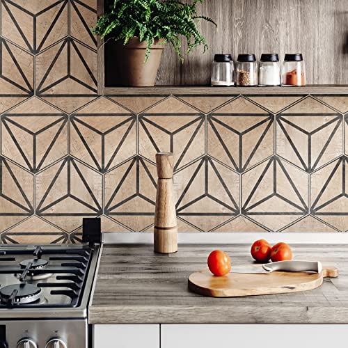 Merola Tile Sawnwood Tribeka Hex Brown 8-5/8\" x 9-7/8\" Porcelain Floor and Wall Tile