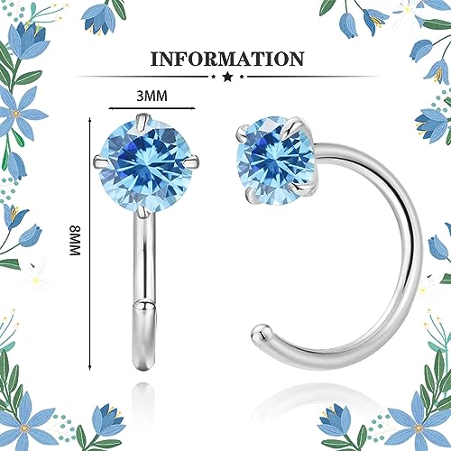 GLLBTPT Small Huggie Half Hoop Earrings CZ Tiny Cartilage Hypoallergenic Stud Earrings for Women Teen Girls (blue)2