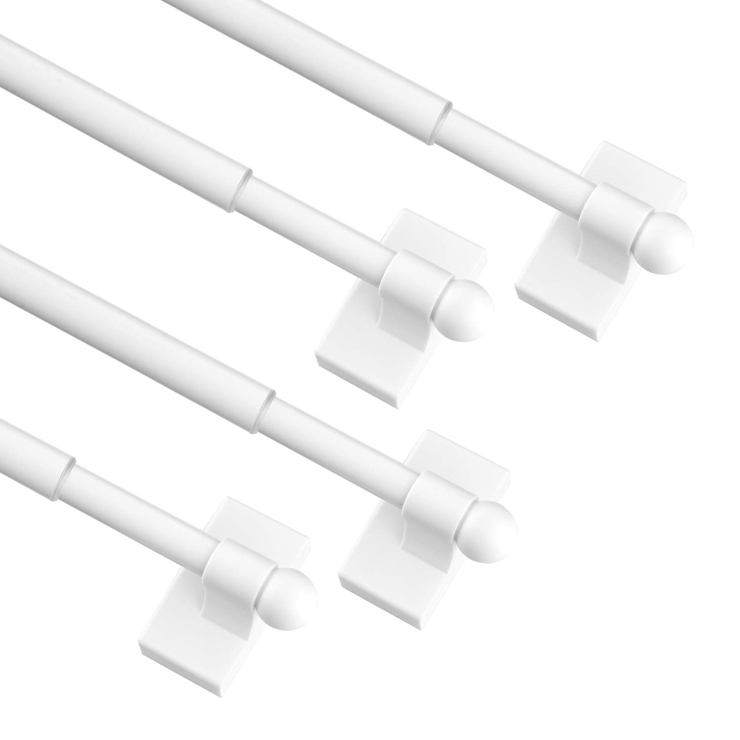 BOOM JOG Magnetic Curtain Rods Multi-Use Adjustable Appliance Metal Doors Magnetic Rods, 9-16 Inch, 1/2 Inch Diameter, 4 Pack,White