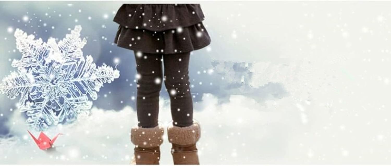 Little Girls Elastic Waist Fleece Lined Leggings with Ruffle Tutu Skirt - Image 2