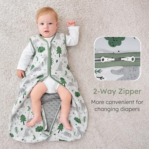 Image of Yoofoss Baby Sleep Sack 0-6 Months with Plush Dots Lining, 2 Pack TOG 1.5 Fleece Baby Wearable Blanket with 2-Way Zipper, Organic Cotton Fabric Toddler Sleeping Sack, (Small)