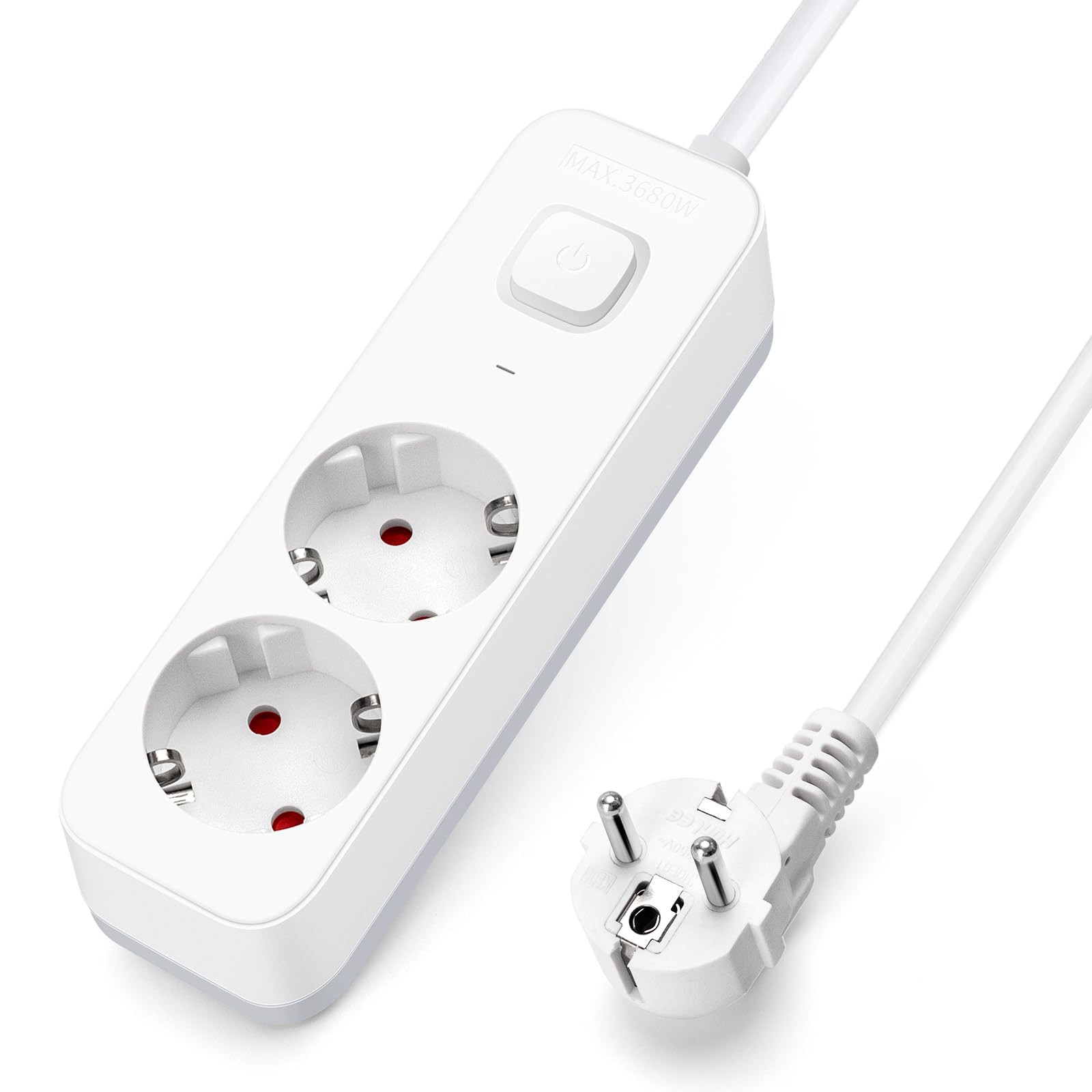 Aigostar Regleta Enchufes, Alargador Enchufe de 2 Enchufes con Interruptor, Cable de 3 Metros, Blanco — view 21