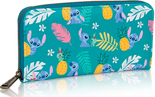 Loungefly Disney Stitch Tropical Print Faux Leather Wallet - Accordion Style & Zip Around2