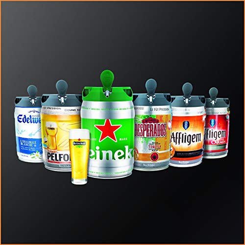 Krups BeerTender Silver et chrome, Machine à bière, Pression pour la maison, Tireuse à bière, Pompe à bière, Coffret 2 verres YY2931FD