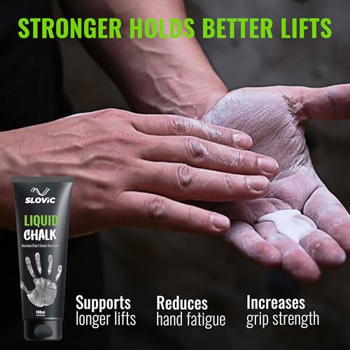 Image of Slovic Liquid Chalk for Gym [100 ML] | Chalk for Gym Hand Grip | Gym Chalk for Strong Grip in Weight Lifting | Gym Equipment for Barbell Rod Grip | Ideal for Workout, Gym, Rock Climbing & Crossfit