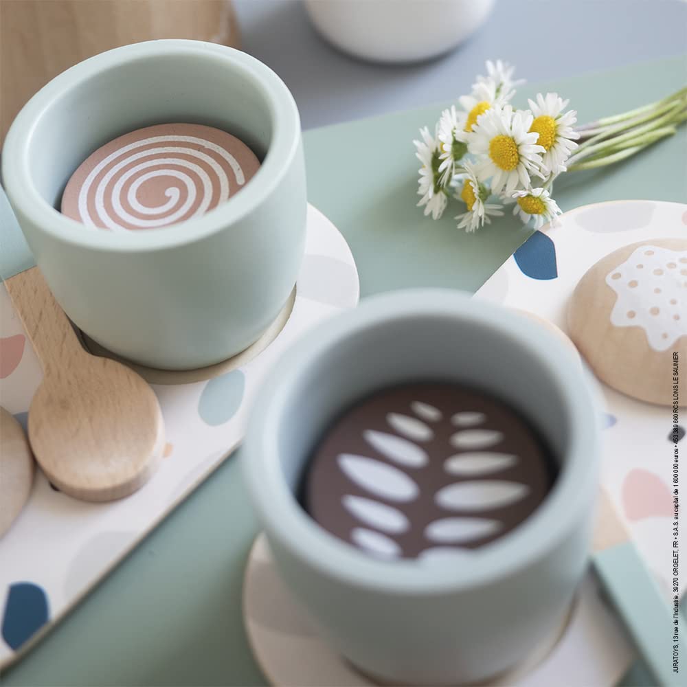 Janod - caffè all'Italiana - 13 Accessori Legno FSC - Giocattolo di Imitazione - Servizio da caffè Bambini - Gioco in Legno FSC - dai 24 Mesi, J06630