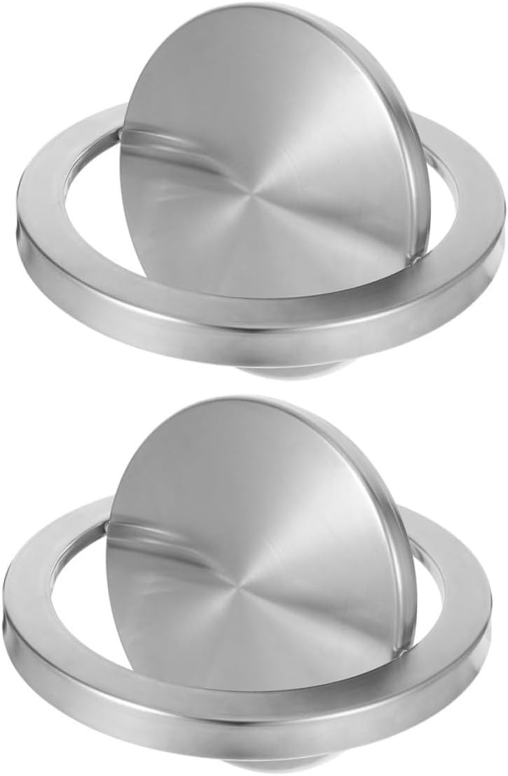 Mikikit 2pcs Stainless Steel Embedded Trash Can Lid Swing Top Cover 21.5-24cm Opening Countertop Trash Grommet Lid for Kitchen Bathroom Waste Bin