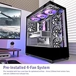 KEDIERS PC CASE ATX 4 Fans Pre-Installed, Type-C Mid Tower Computer Case with Full-View Dual Tempered Glass, Gaming PC Case,Black,P4 - Image 2