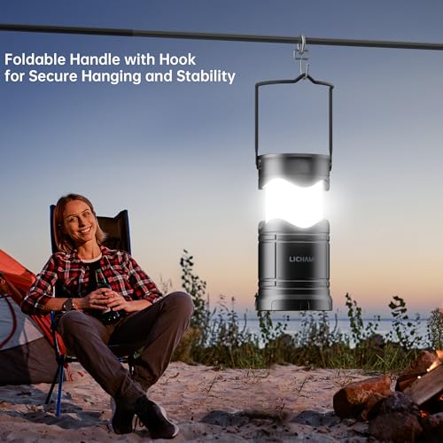image for Lichamp 4-Pack Solar Camping Lantern, USB Rechargeable LED Lanterns Ba