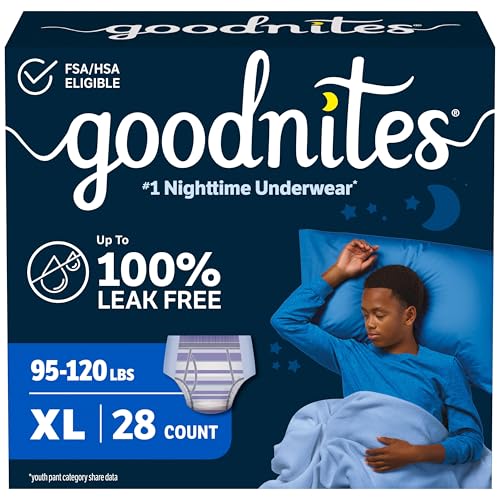 Goodnites Boys Nighttime Bedwetting Underwear Size Extra Large (95-120 lbs) 28 Ct (2 Packs of 14) Packaging May Vary