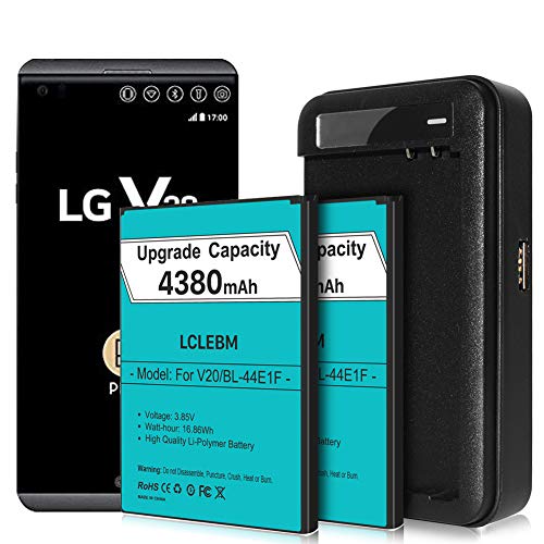 LG V20 Battery x 2, LCLEBM [4380mAh] Replacement Battery for LG BL-44E1F, with LG V20 Battery Charger for LG V20 H910 H918 LS997 US996 VS995 | LG V20 Batteries Kit