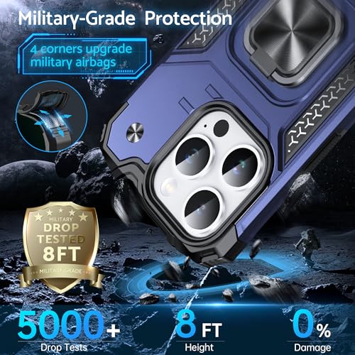 Coque iPhone 16 Pro Max DASFOND antichoc bleue avec anneau