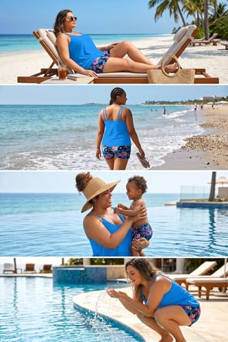 Image of Tempt Me Plus Size Tankini Swimsuits - Women Two Piece Tankini Top with Shorts Flowy Swimsuit 2025 Bathing Suits