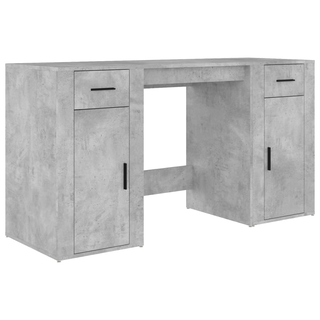 Escritorio con gabinete de madera procesada gris hormigón para estudio y