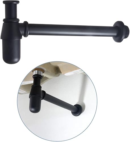 BANGPU Kit de tubería de residuos redondo P-Trap de 1 14 pulgadas tapón de drenaje para fregadero de baño tubo de tubería kit de desodorante de