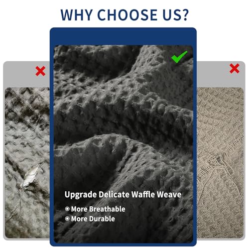 David's Home Waffle Weave Duvet Cover Set Queen Size,Soft Breathable 3pcs Comforter Cover Set with 2 Pillowcases,Textured Home Decor Bedding Set Cozy for All Seasons,Grey 90"×90",No Comforter - Image 5