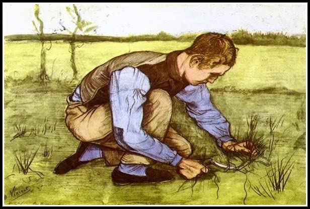 Boy Cutting Grass with A Sickle 1881 Painting by Vincent Van Gogh﹣ Paint by Numbers for Adults Beginner ﹣ DIY Digital Painting by Numbers Kits On Canvas 40X50Cm